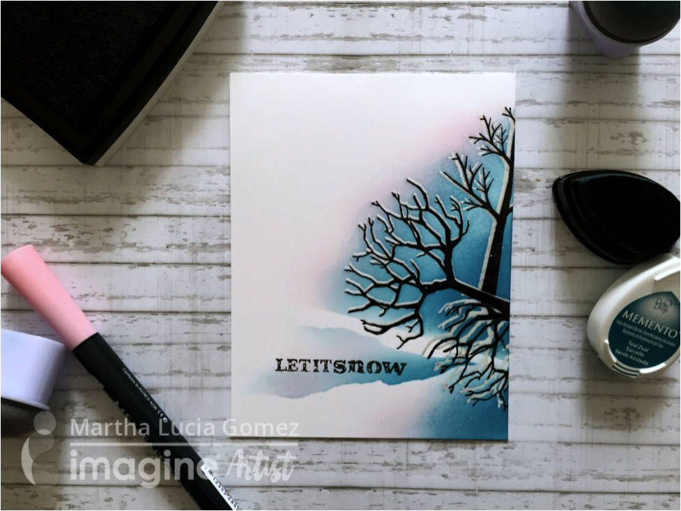 Let It Snow Holiday Card with Memento Dye Ink